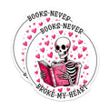 (2 Pack) Funny Skeleton Decor Magnet - Books Never Broke My Heart - 5" On Longest Side - Sticks to Smooth Flat Surfaces - Made in USA - MAG9775
