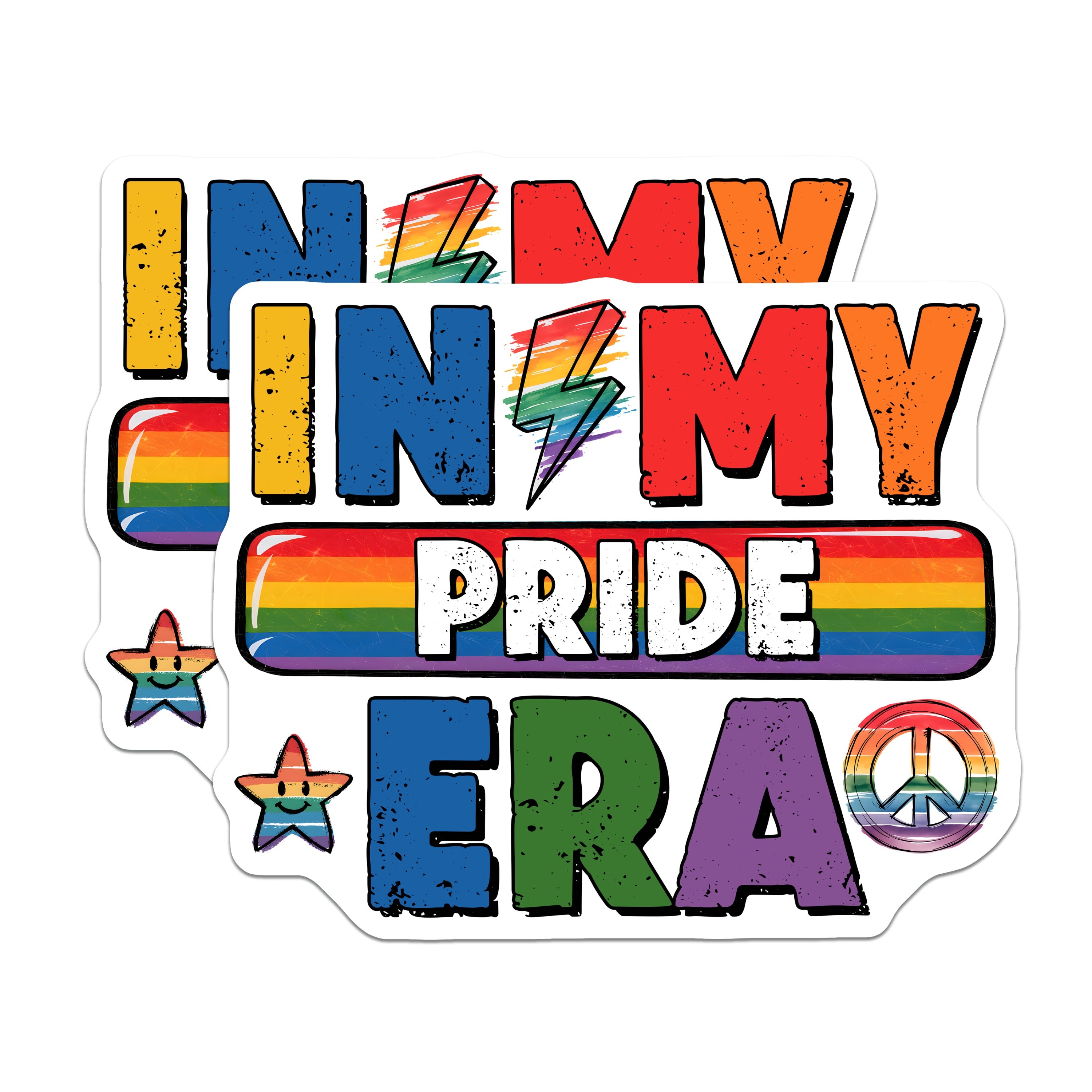 (2 Pack) Pride Era Magnets - Rainbow LGBTQ Ally Merch - Peace Sign Star Statement - 5 Inches On Longest Side - Thick Durable Magnet - Made in USA - MAG36681