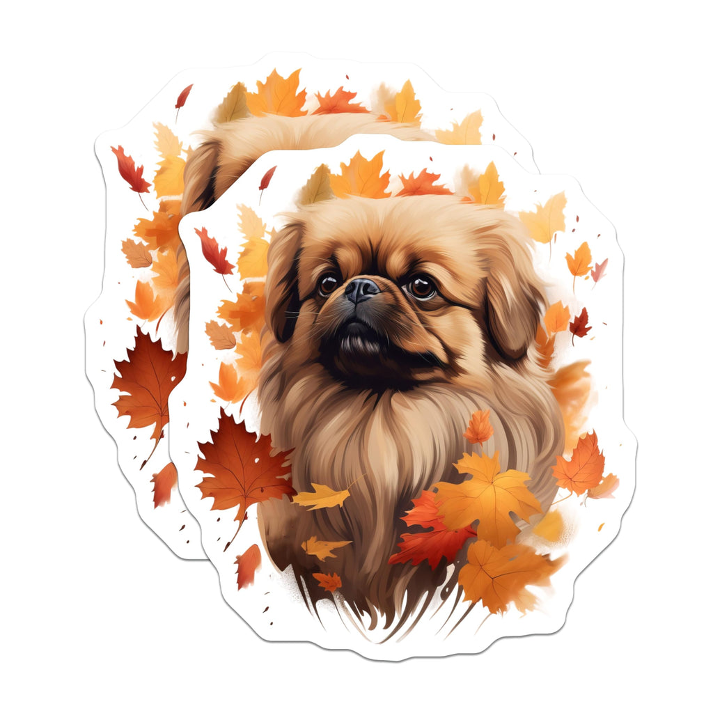 (2 Pack) Pekingese Dog Magnets - Autumn Fall Decor - Pet Lover Refrigerator - 5 Inches On Longest Side - Thick Durable Magnet - Made in USA - MAG28571