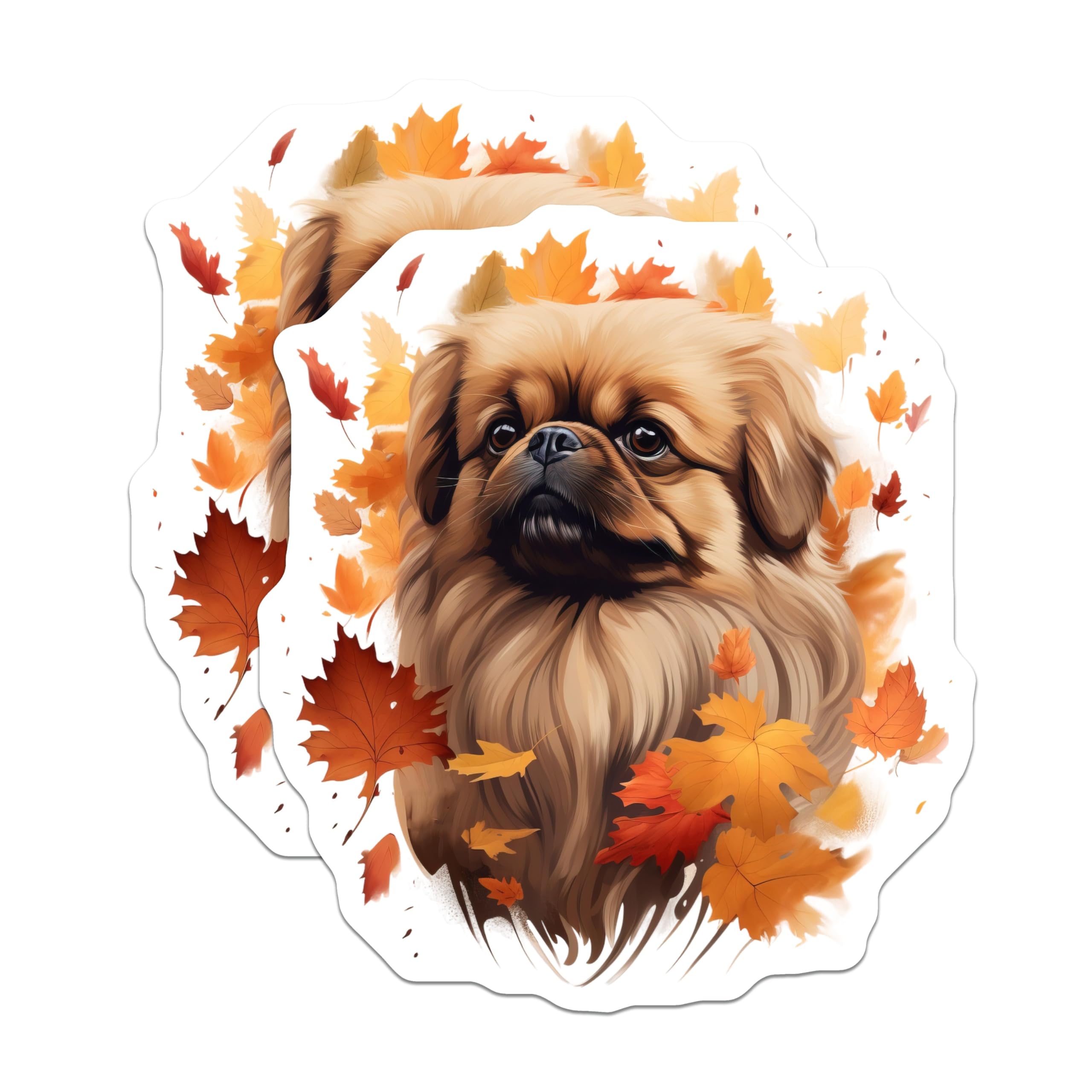 (2 Pack) Pekingese Dog Magnets - Autumn Fall Decor - Pet Lover Refrigerator - 5 Inches On Longest Side - Thick Durable Magnet - Made in USA - MAG28571