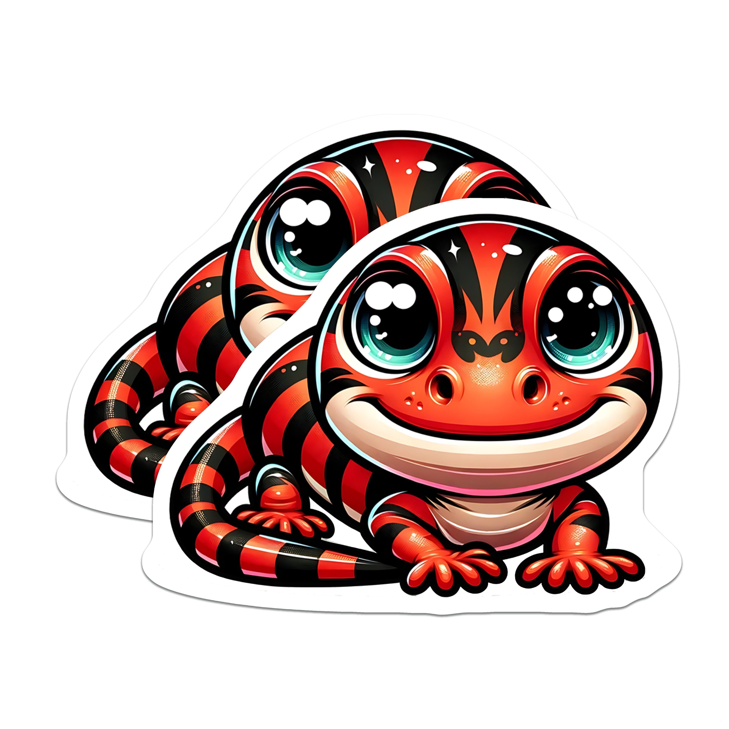 (2 Pack) Cute Gecko Magnets - Kawaii Lizard Decor - Smiling Reptile Animal Fridge Locker - 5 Inches On Longest Side - Thick Durable Magnet - Made in USA - MAG36748