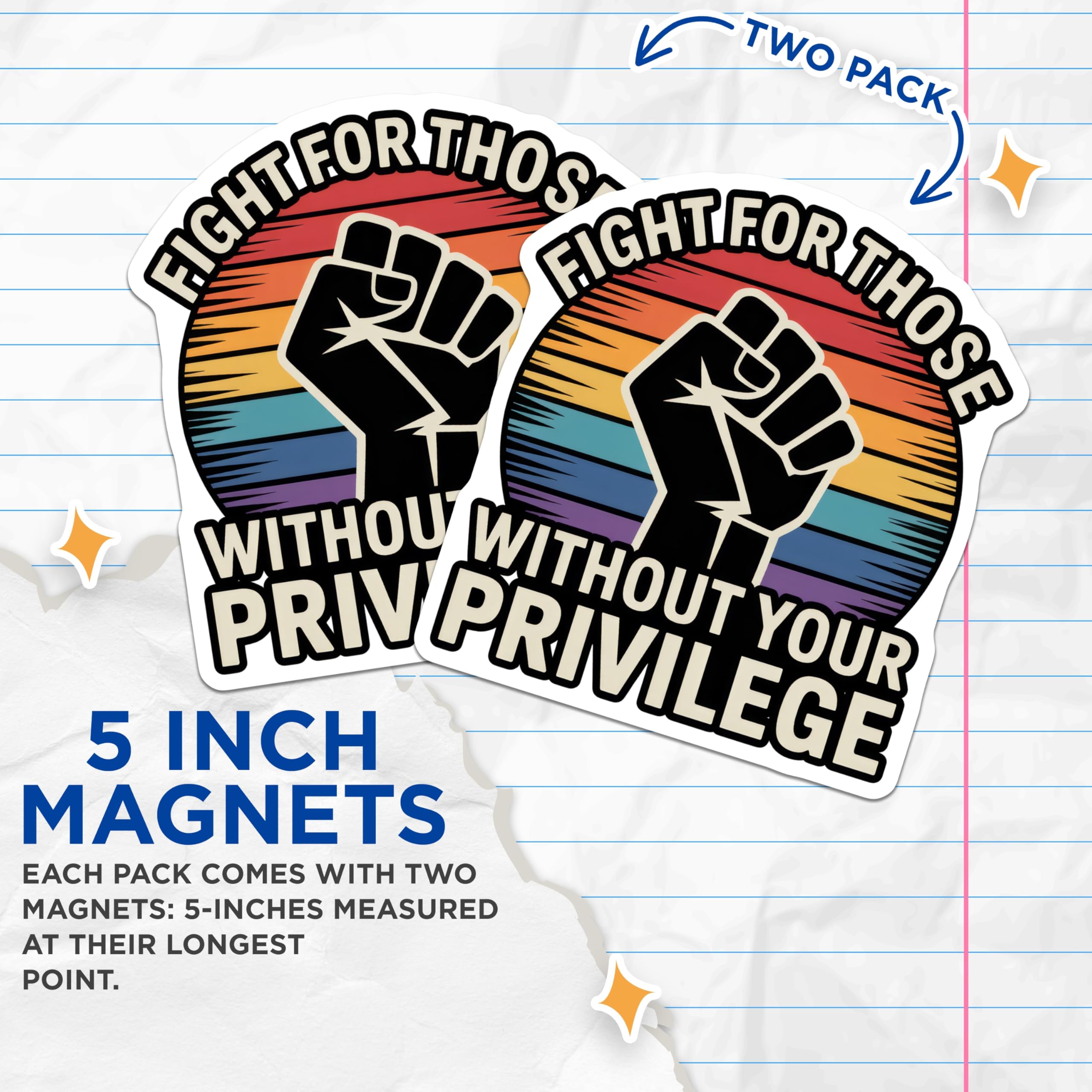 (2 Pack) Social Justice Magnets - Fight for Others - Equality Rights Statement - 5" On Longest Side - Premium Magnet - for Cars, Refrigerators, Toolboxes, Lockers - Made in USA - MAG15489