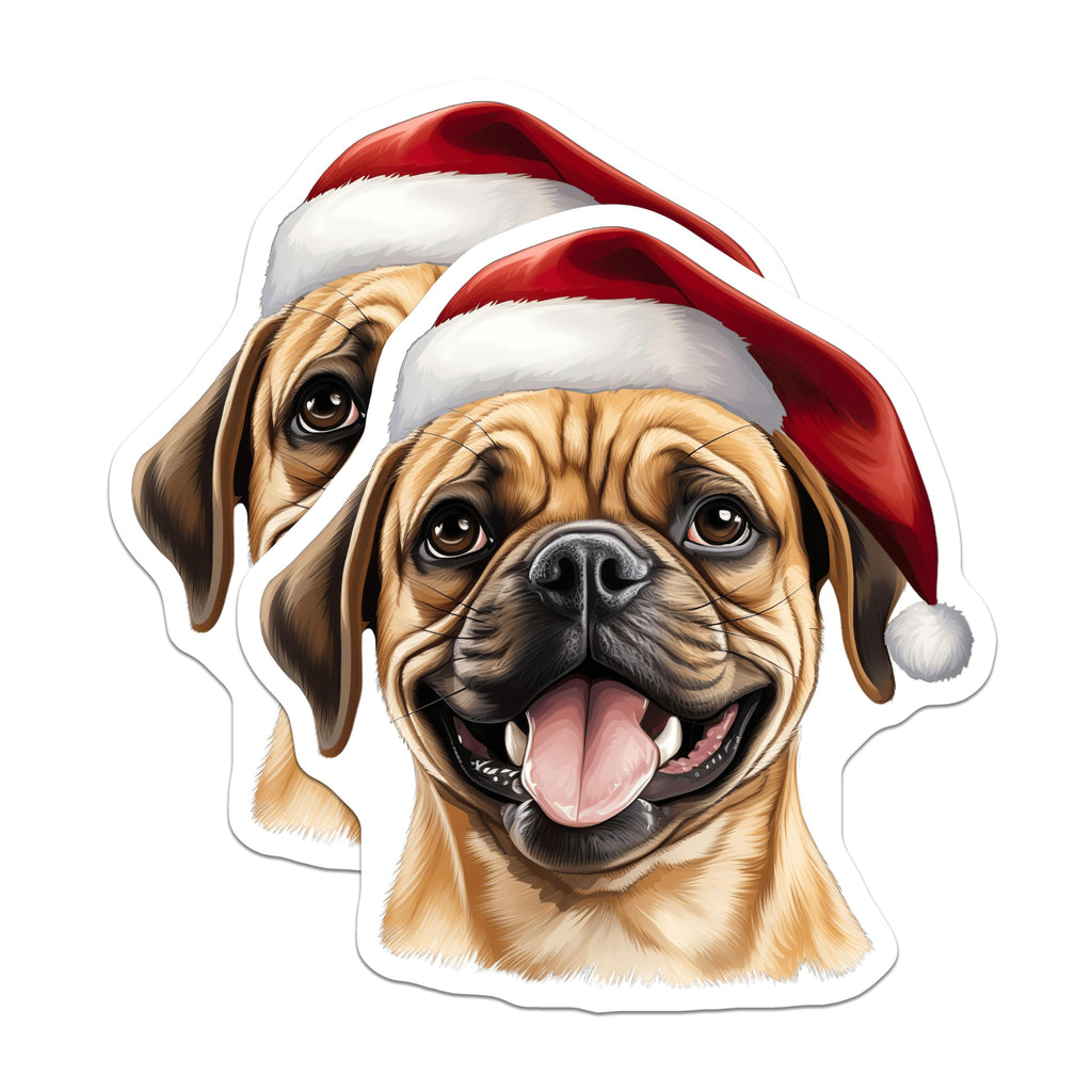 (2 Pack) Cute Santa Dog Magnets - Christmas Pet Fridge Decor - Happy Animal Holiday Decor - 5 Inches On Longest Side - Thick Durable Magnet - Made in USA - MAG30772
