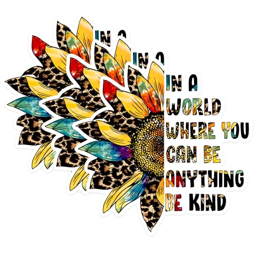 (3 Pack) Sunflower Be Kind Decals - Laptop Decals - Inspirational Decal - 3 Inches On Longest Side - Easy Peel & Apply - Made in USA - 3MCS1375