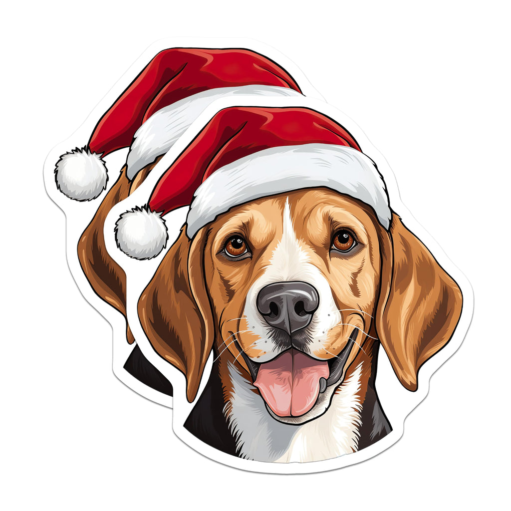 (2 Pack) Christmas Beagle Magnets - Santa Dog Holiday Decor - Pet Lover Refrigerator Accent - Dog Mom Stocking Stuffer - 5 Inches On Longest Side - Thick Durable Magnet - Made in USA - MAG28338