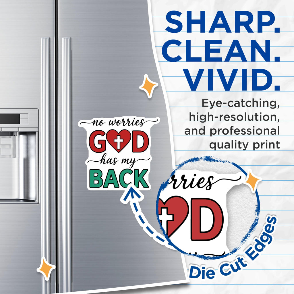 (2 Pack) Christian Verse Magnets - God Has My Back - Religious Sayings - 5" On Longest Side - Premium Magnet - for Cars, Refrigerators, Toolboxes, Lockers - Made in USA - MAG15765
