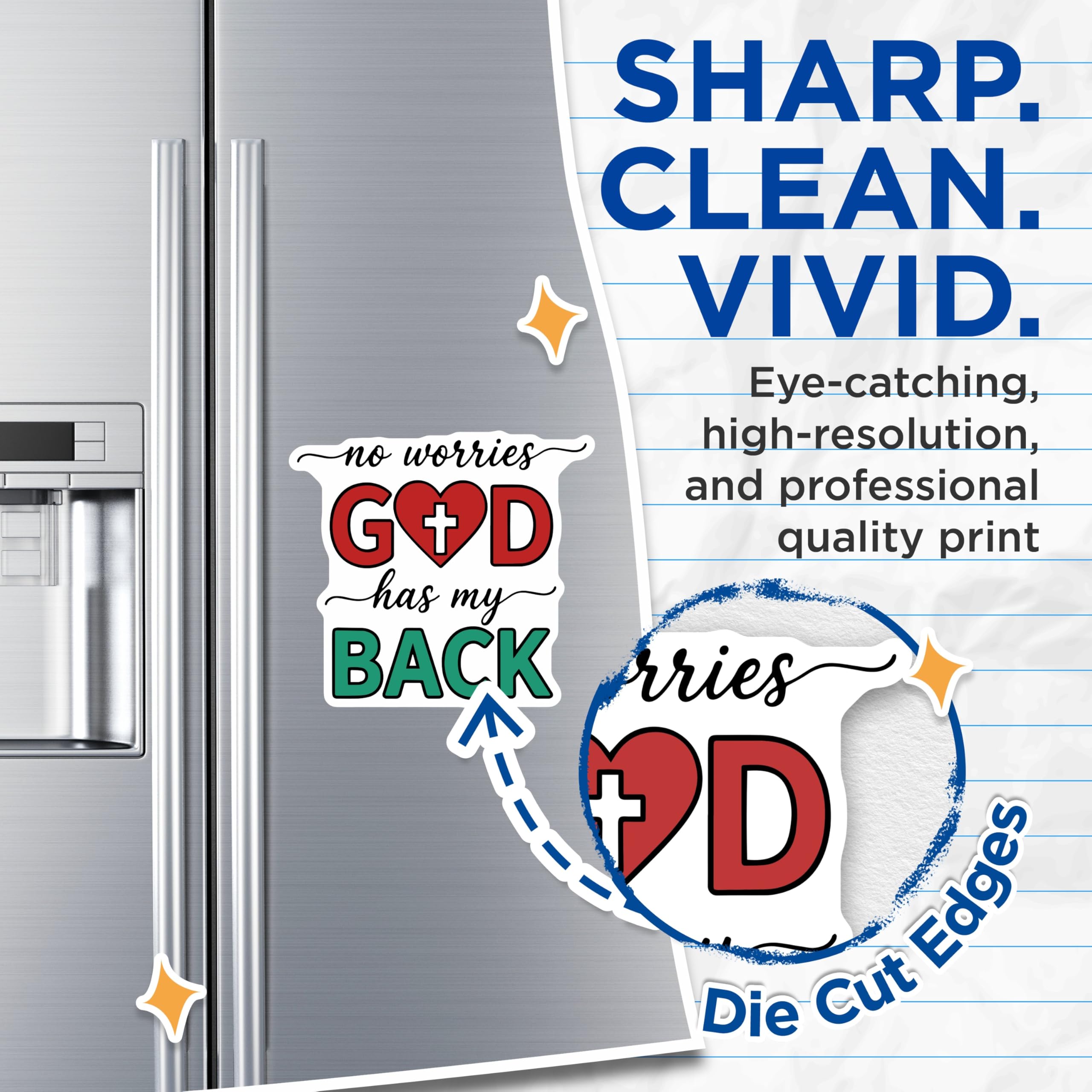 (2 Pack) Christian Verse Magnets - God Has My Back - Religious Sayings - 5" On Longest Side - Premium Magnet - for Cars, Refrigerators, Toolboxes, Lockers - Made in USA - MAG15765