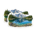 (2 Pack) Mountain Lake Magnets - Nature Landscape Refrigerator - Pine Forest Scene - Scenic View Adventure Outdoors Decor - 5 Inches On Longest Side - Thick Durable Magnet - Made in USA - MAG38861