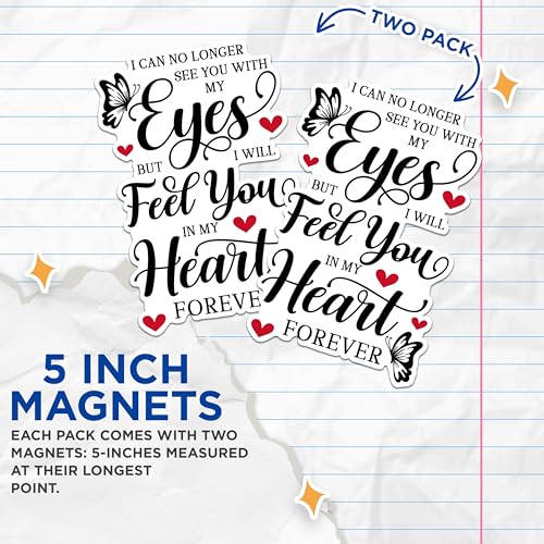 (2 Pack) Inspirational Quote Magnets - Feel You in My Heart Magnets - Butterfly Heart Magnets- 5" On Longest Side - for Fridges, Toolboxes, Cars - Made in USA - MAG2976