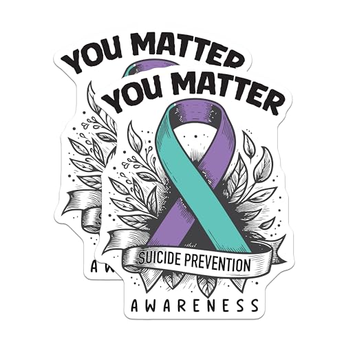 (2 Pack) You Matter Stickers - Suicide Prevention Awareness Stickers - Inspirational Mental Health Stickers - 5" On Longest Side - Sticks to Smooth Flat Surfaces - Made in USA - BMCS6247
