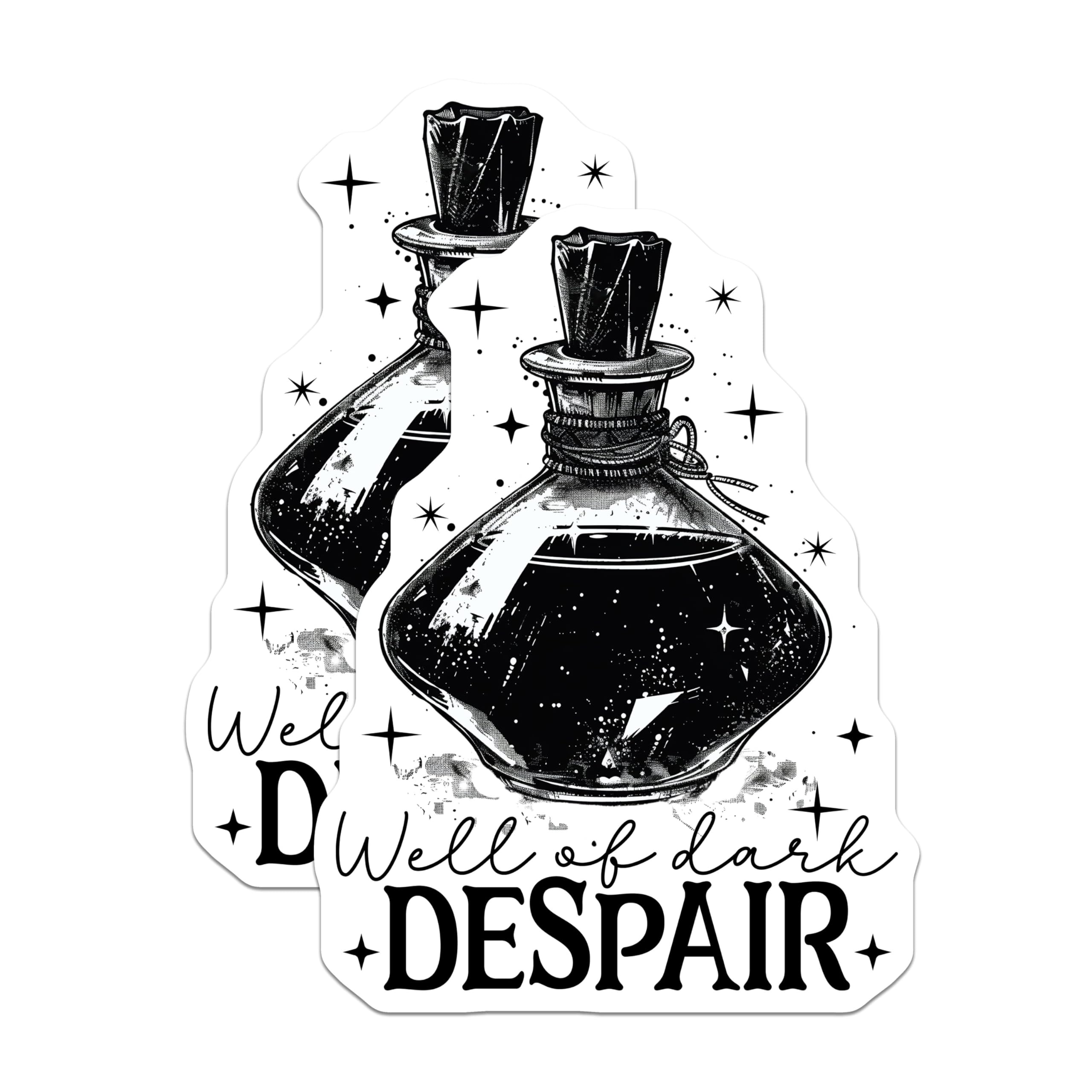 (2 Pack) Well of Dark Despair Stickers - Fantasy Potion Stickers - Magical Themed Stickers for Laptops and Notebooks - 5" On Longest Side - Sticks to Any Smooth Flat Surface - Made in USA - BMCS3613