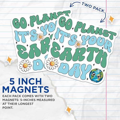 (2 Pack) Go Planet Magnets Magnets - It's Your Earth Day - Eco Friendly Home Decor - 5" On Longest Side - Made in USA - Sticks to Refrigerators & Metal Surfaces - MAG8451