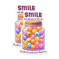 (2 Pack) Smile Stickers - Add One to This Jar - The World Needs More Happiness - 5" On Longest Side - Sticks to Smooth Flat Surfaces - Made in USA - BMCS7517