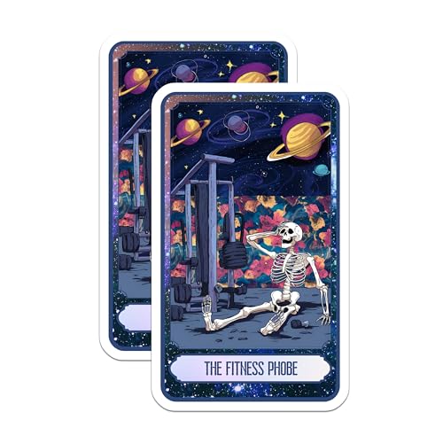 (2 Pack) Skeleton Working Out Magnet - Space Gym Decor - 5" On Longest Side - Sticks to Smooth Flat Surfaces - Made in USA - MAG9987