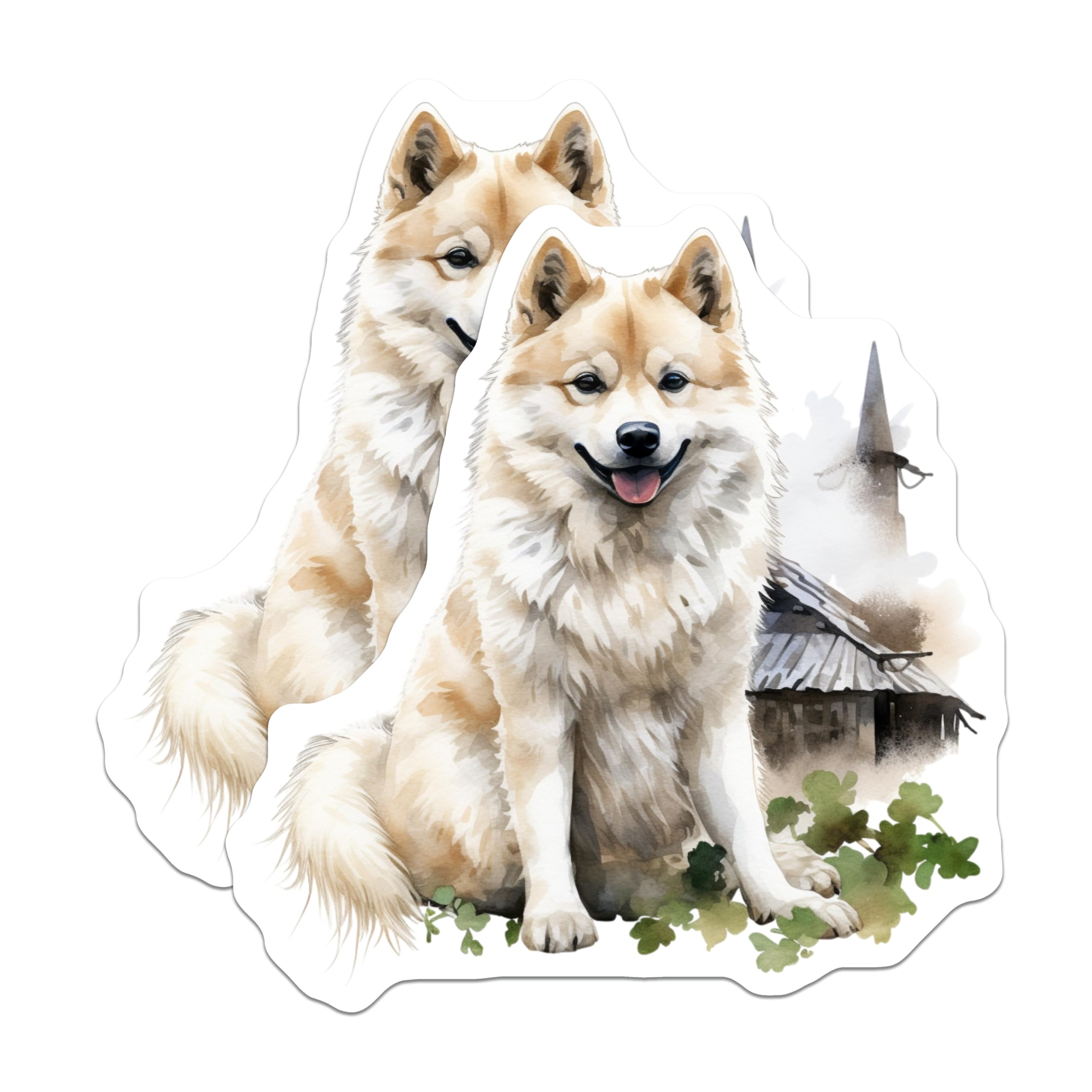 (2 Pack) Samoyed Dog Magnets - Cute Pet Watercolor Art - Rustic Farmhouse Decor - 5 Inches On Longest Side - Thick Durable Magnet - Made in USA - MAG26248