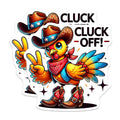 (2 Pack) Cowboy Chicken Magnets - Funny Cluck Off Phrase - Quirky Kitchen Decor - 5" On Longest Side - Premium Magnet - for Cars, Refrigerators, Toolboxes, Lockers - Made in USA - MAG14923