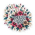 (2 Packs) Praise God Flower Stickers - Positive Inspiring Motivating Decals - 5 Inches On Longest Side - Premium Vinyl Decal - Sticks to Any Smooth Flat Surface - Made in USA - BMCS2515