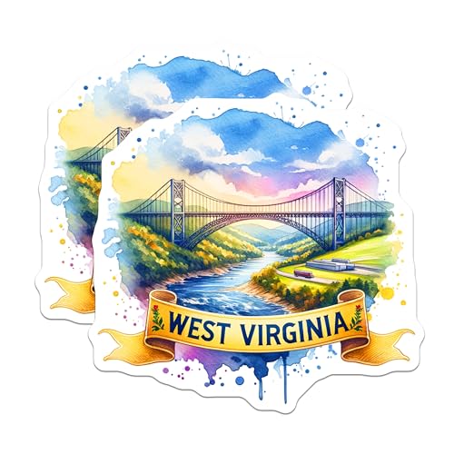 (2 Pack) West Virginia Stickers - Travel Souvenir - Nature Lovers - 5" On Longest Side - Sticks to Smooth Flat Surfaces - Made in USA - BMCS6410