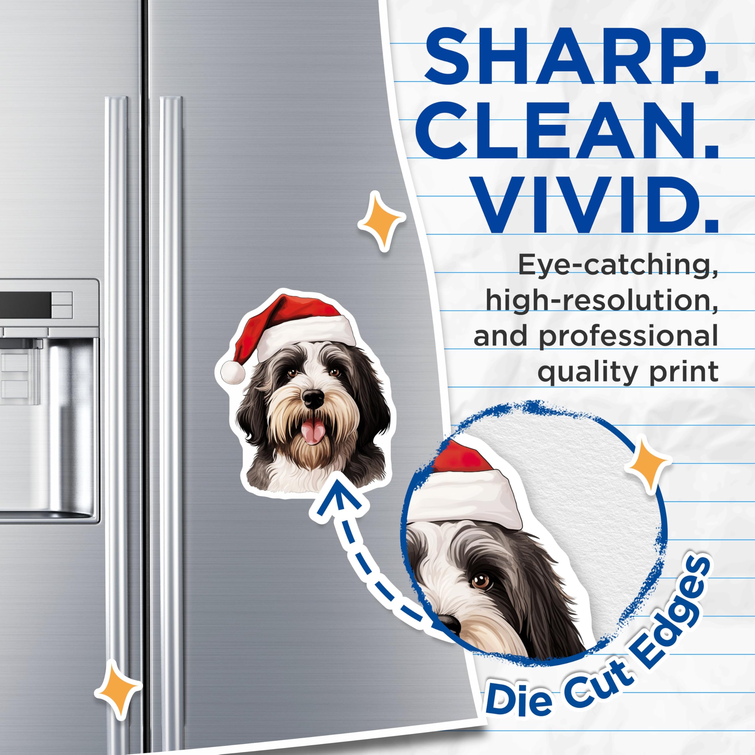 (2 Pack) Santa Dog Christmas Fridge Magnets - Pet Parent Adornment - Winter Holiday Decor - 5 Inches On Longest Side - Thick Durable Magnet - Made in USA - MAG27717
