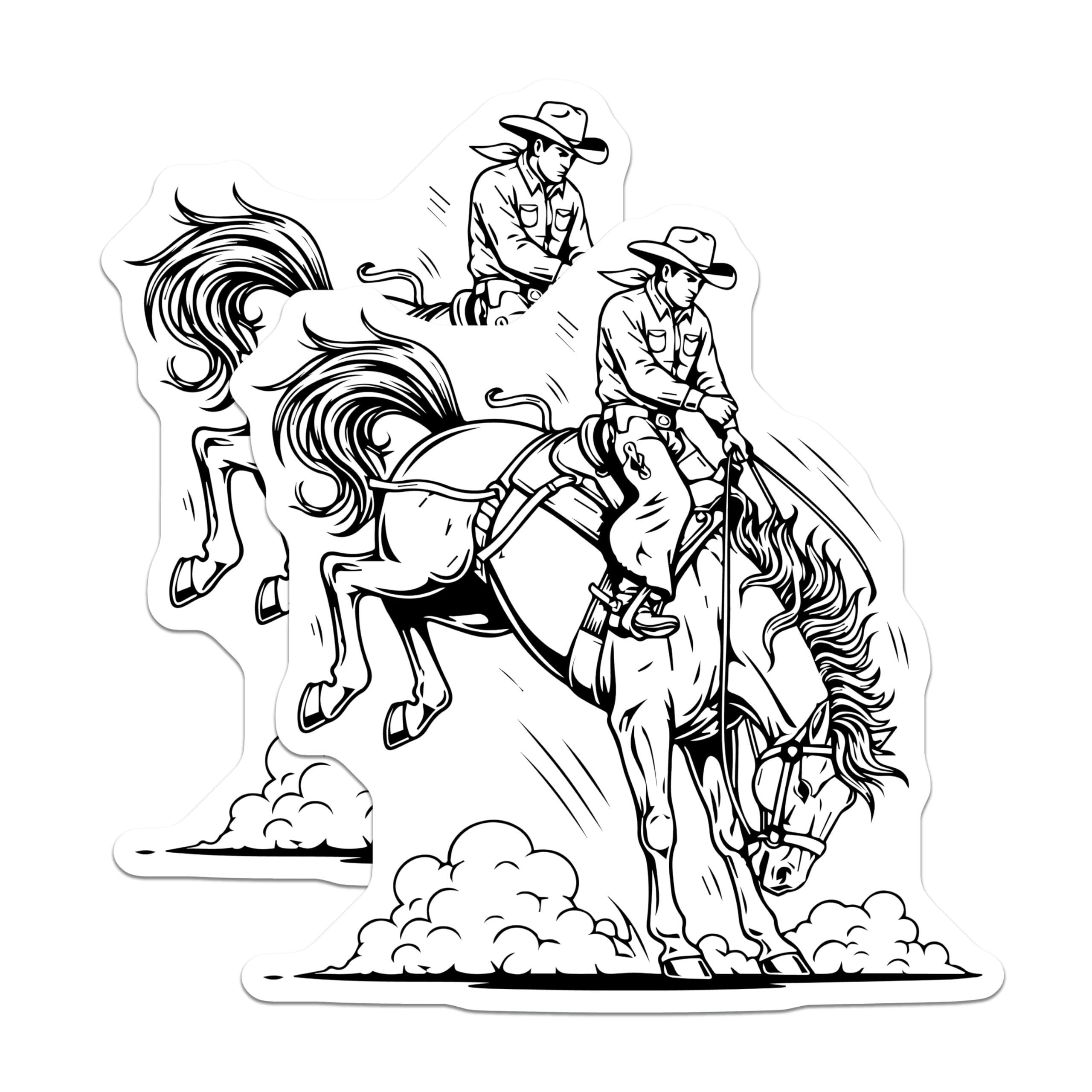 (2 Pack) Rodeo Cowboy Magnets - Bucking Horse Decor - Western Style Fridge Magnets - 5" On Longest Side - Premium Magnet - for Cars, Refrigerators, Toolboxes, Lockers - Made in USA - MAG16942