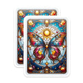(2 Pack) Stained Glass Butterfly Magnets - Celestial Sun Design - Vibrant Nature Decor - 5 Inches On Longest Side - Thick Durable Magnet - Made in USA - MAG21911