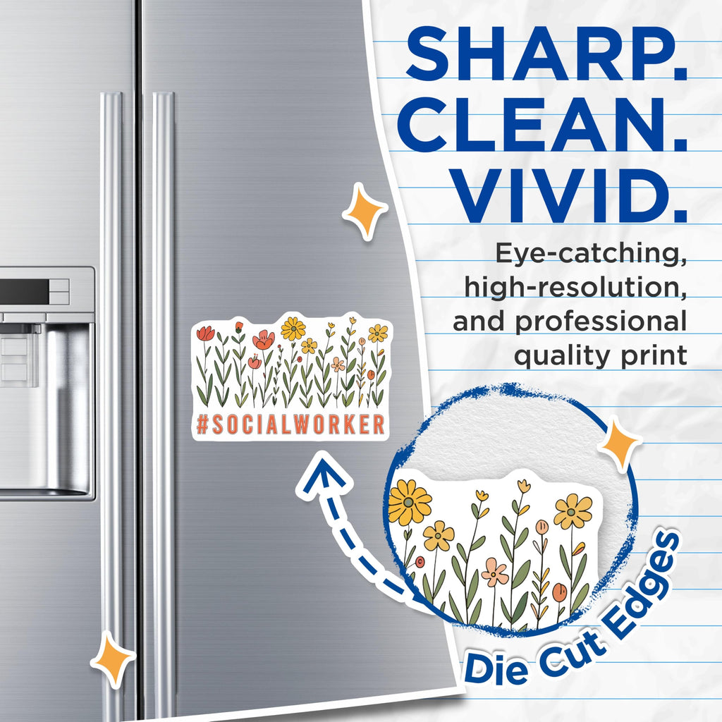 (2 Pack) Social Worker Magnets - Floral Appreciation - Thank You Social Worker - 5" On Longest Side - Premium Magnet - for Cars, Refrigerators, Toolboxes, Lockers - Made in USA - MAG16233