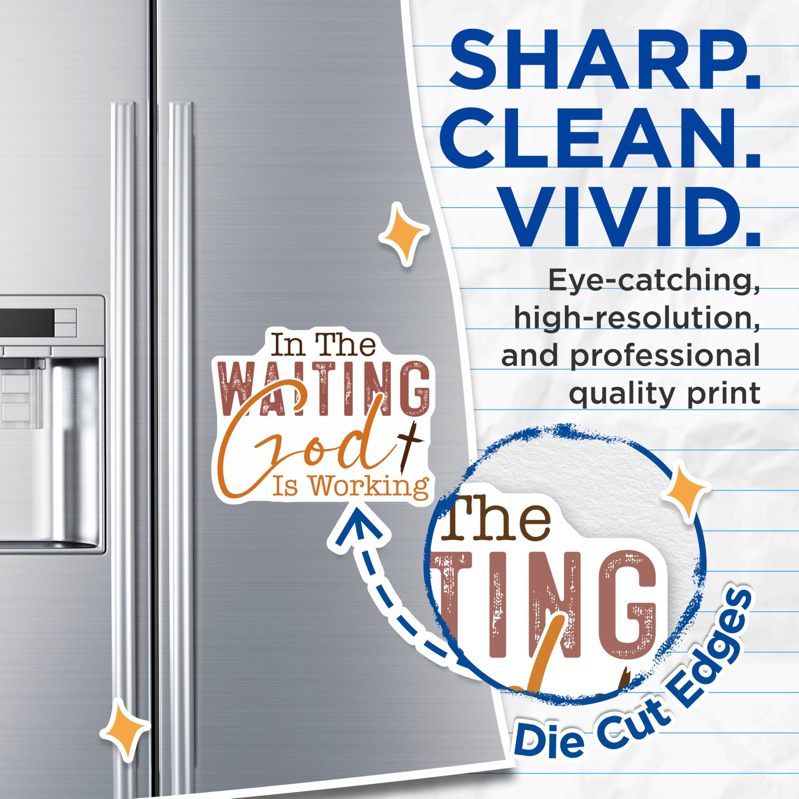(2 Pack) in The Waiting God is Working Magnets - Christian Refrigerator Decor - Faith Based Encouragement - 5 Inches On Longest Side - Thick Durable Magnet - Made in USA - MAG28770