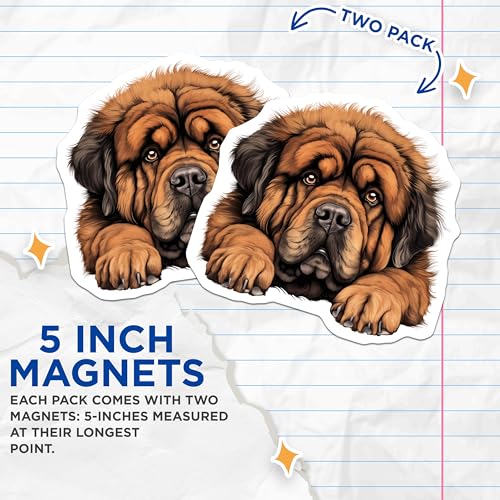 (2 Pack) Animal Lover Decor Magnet - 5" On Longest Side - Sticks to Smooth Flat Surfaces - Made in USA - MAG10325