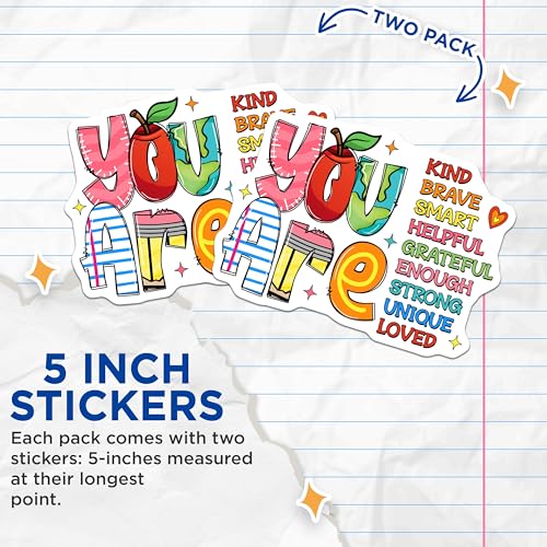 (2 Pack) Positive Affirmation Stickers - Motivational Vinyl Decals - Encouraging Quotes Stickers - 5" On Longest Side - Sticks to Any Smooth Flat Surface - Made in USA - BMCS3619