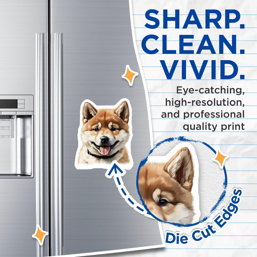 (2 Pack) Shiba Inu Magnets - Cute Dog Lovers Decor - Animal Fridge Magnets - 5 Inches On Longest Side - Thick Durable Magnet - Made in USA - MAG28992