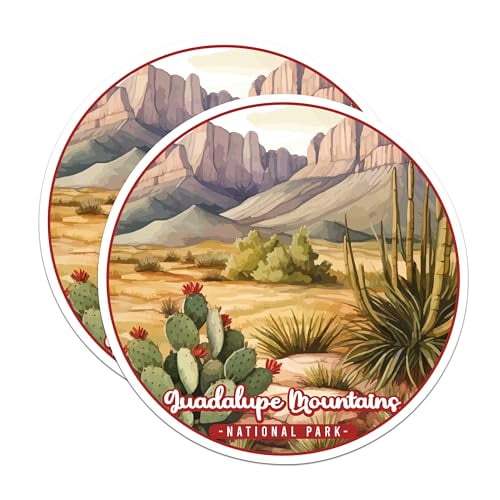 (2 Pack) Guadalupe Mountains National Park Bumper Magnet - US National Park - Choose from 63 Parks - 5" On Longest Side - Decal for Car Bumper, Laptop, Water Bottle, Wall, and Window - MAG1584
