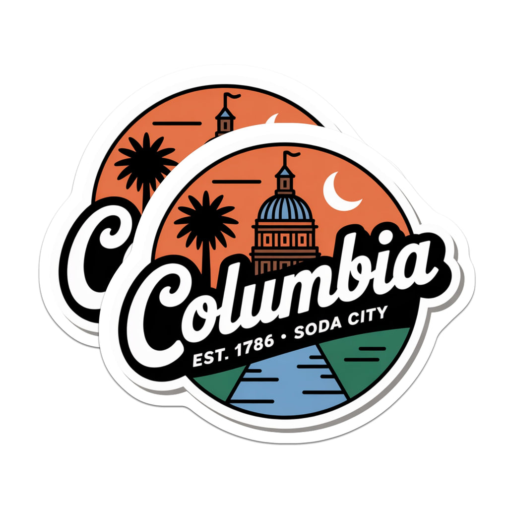 (2 Pack) Columbia SC Magnets - Soda City Souvenir - South Carolina Travel Decor - 5" On Longest Side - Premium Magnet - for Cars, Refrigerators, Toolboxes, Lockers - Made in USA - MAG17239