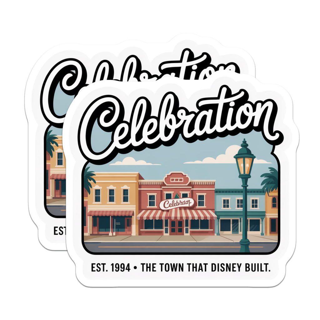 (2 Pack) Celebration Florida Magnets - Disney Built Town Souvenir - Main Street USA Style Decor - 5 Inches On Longest Side - Thick Durable Magnet - Made in USA - MAG19082