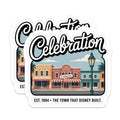 (2 Pack) Celebration Florida Magnets - Disney Built Town Souvenir - Main Street USA Style Decor - 5 Inches On Longest Side - Thick Durable Magnet - Made in USA - MAG19082