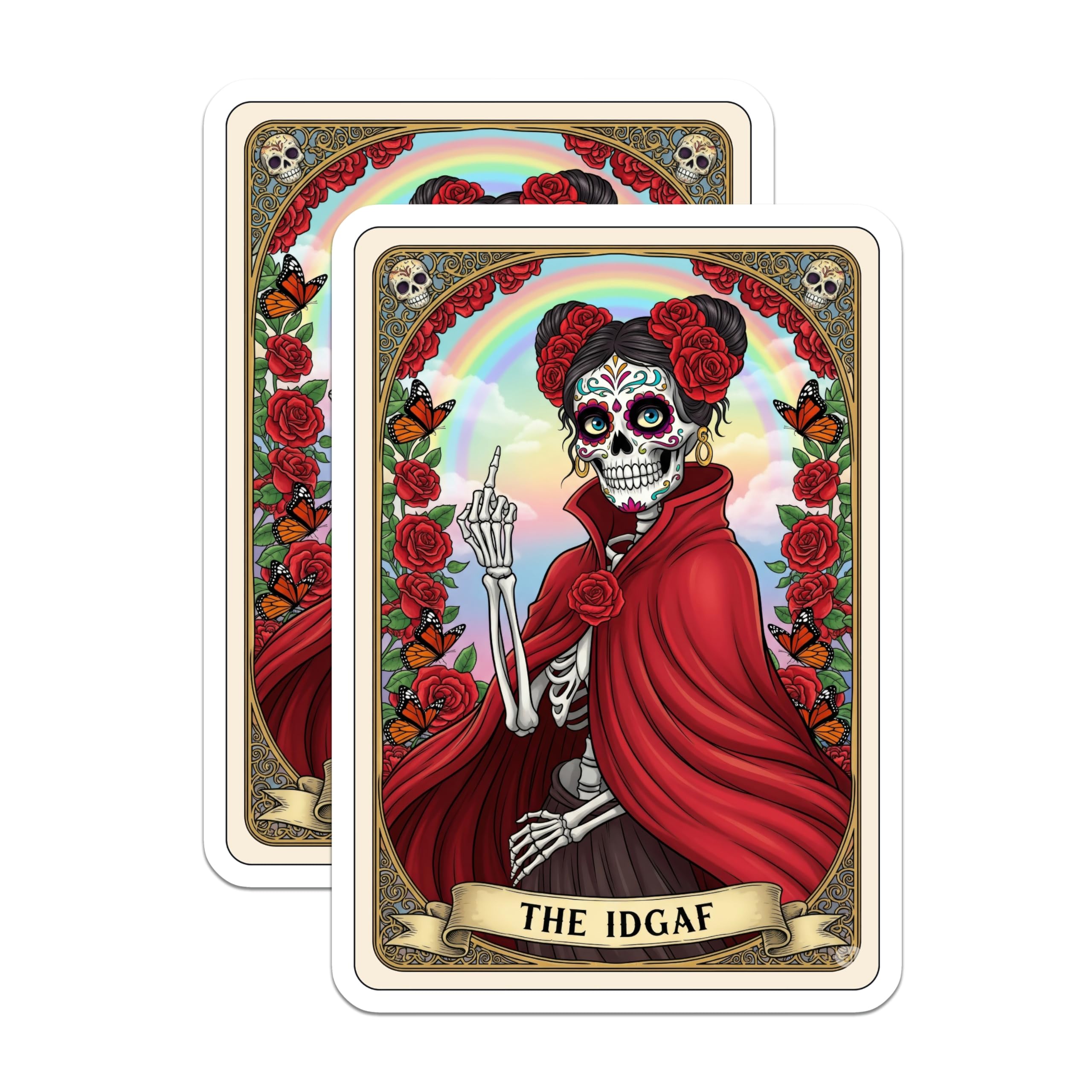 (2 Pack) Sugar Skull Magnets - Day of The Dead Home Decor - Funny Kitchen Magnets Set - 5" On Longest Side - Premium Magnet - for Cars, Refrigerators, Toolboxes, Lockers - Made in USA - MAG14141