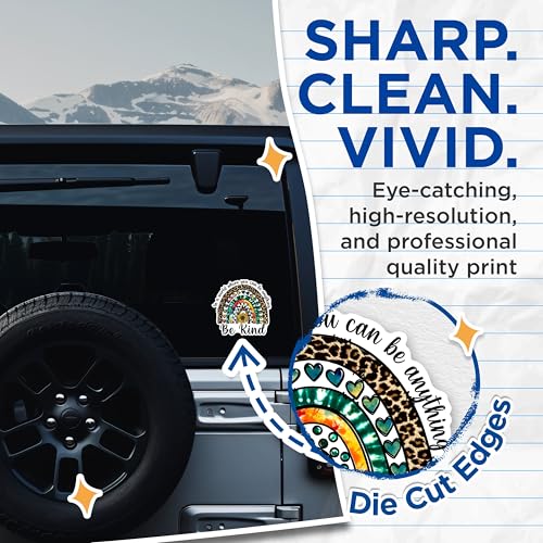 (2 Packs) in A World Where You Can Be Anything Be Kind Stickers - Positive Inspiring Motivating Decals - 5" On Longest Side - Vinyl Decal - Sticks to Any Smooth Flat Surface - Made in USA - BMCS2508