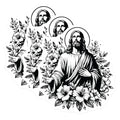 (3 Pack) Jesus Floral Decals - Religious Sticker - Christian Art Decals - 3 Inches On Longest Side - Easy Peel & Apply - Made in USA - 3MCS6087