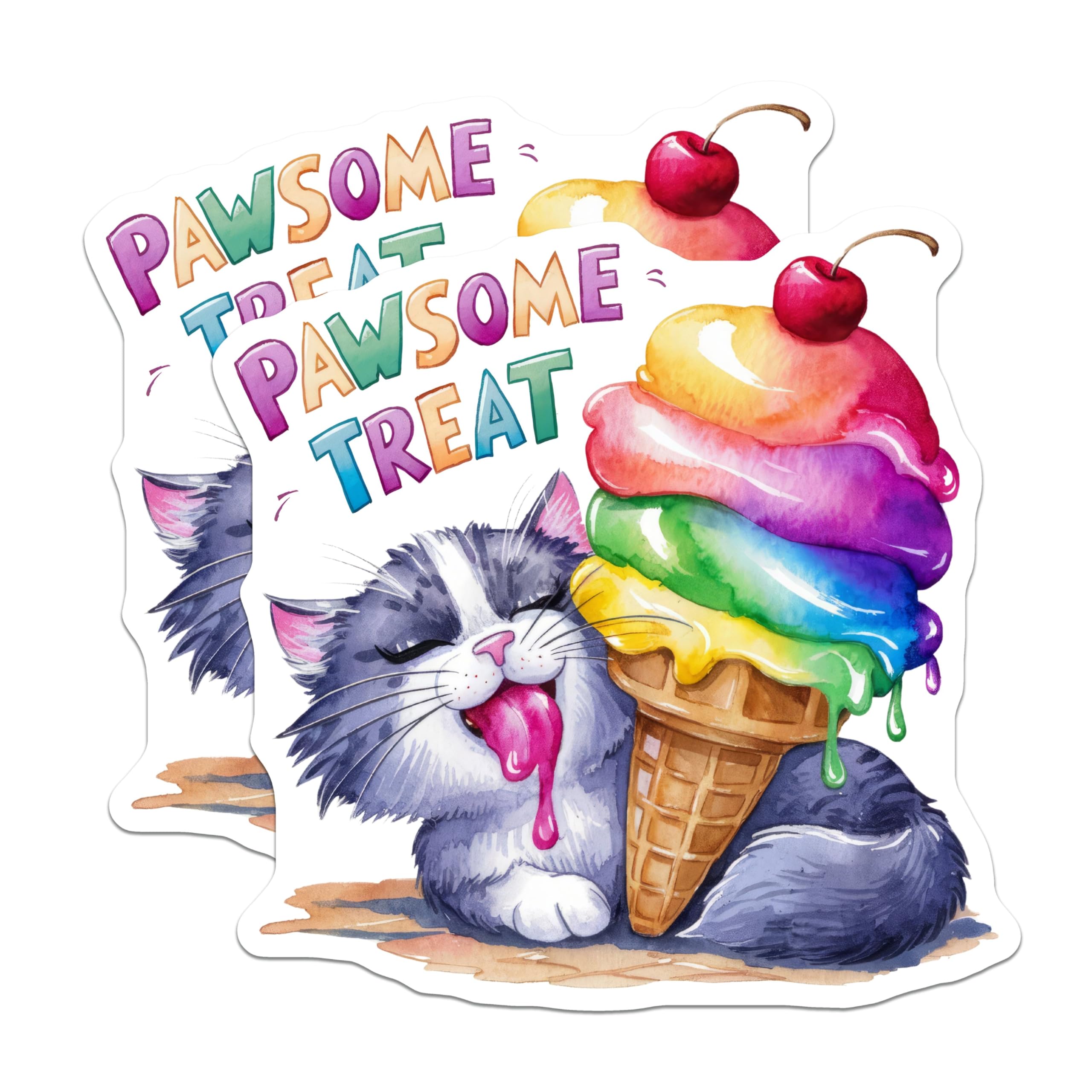 (2 Pack) Pawsome Treat Stickers - 5" On Longest Side - Sticks to Smooth Flat Surfaces - Made in USA - BMCS9050 - BMCS9050