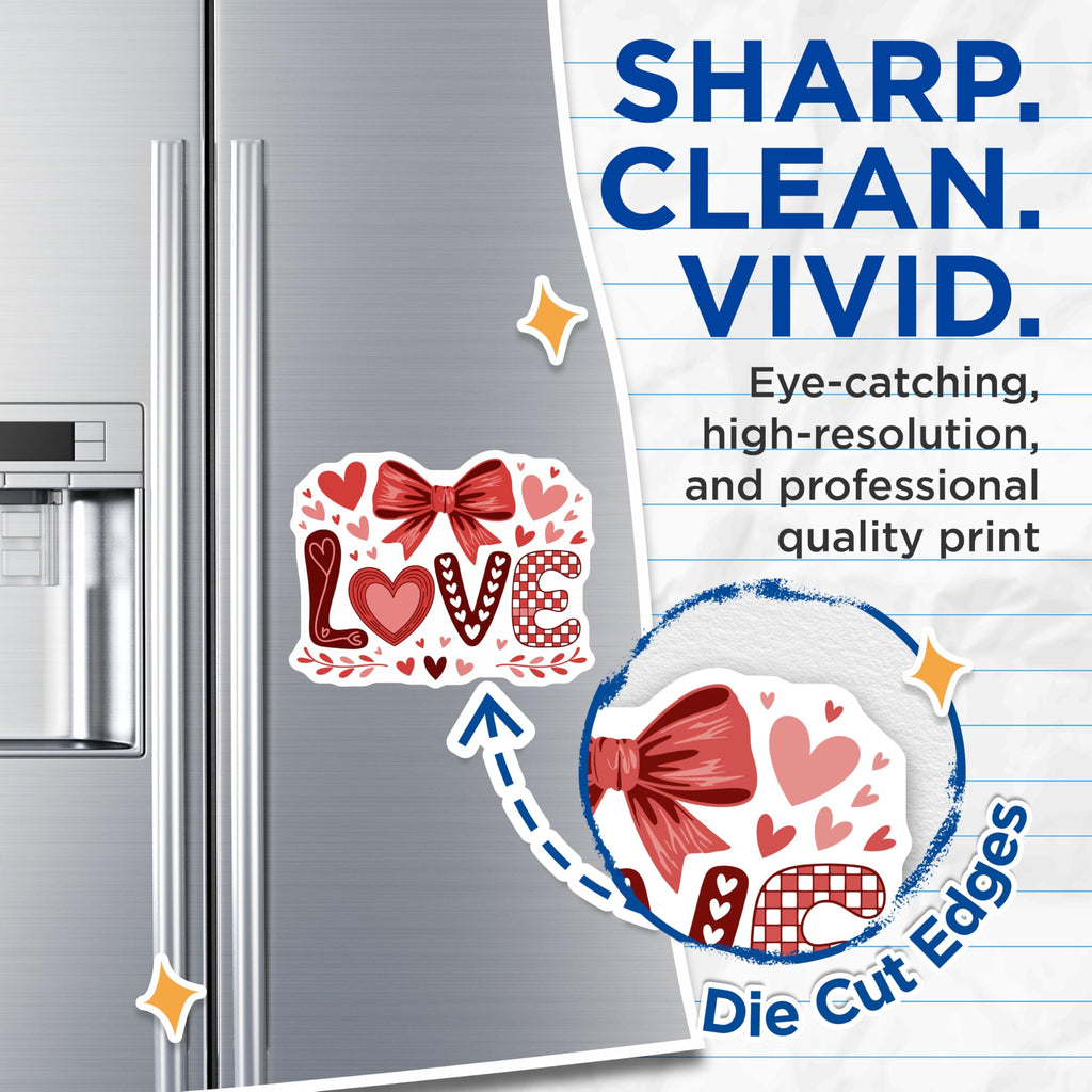 (2 Pack) Love Magnets - Hearts and Bows - Decorative Fridge Magnets - 5" On Longest Side - Premium Magnet - for Cars, Refrigerators, Toolboxes, Lockers - Made in USA - MAG16269