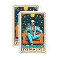 (2 Pack) Dad Life Stickers - Funny Skeleton Dad Stickers - Coffee and Relaxation Dad Stickers - 5" On Longest Side - Sticks to Smooth Flat Surfaces - Made in USA - BMCS5380