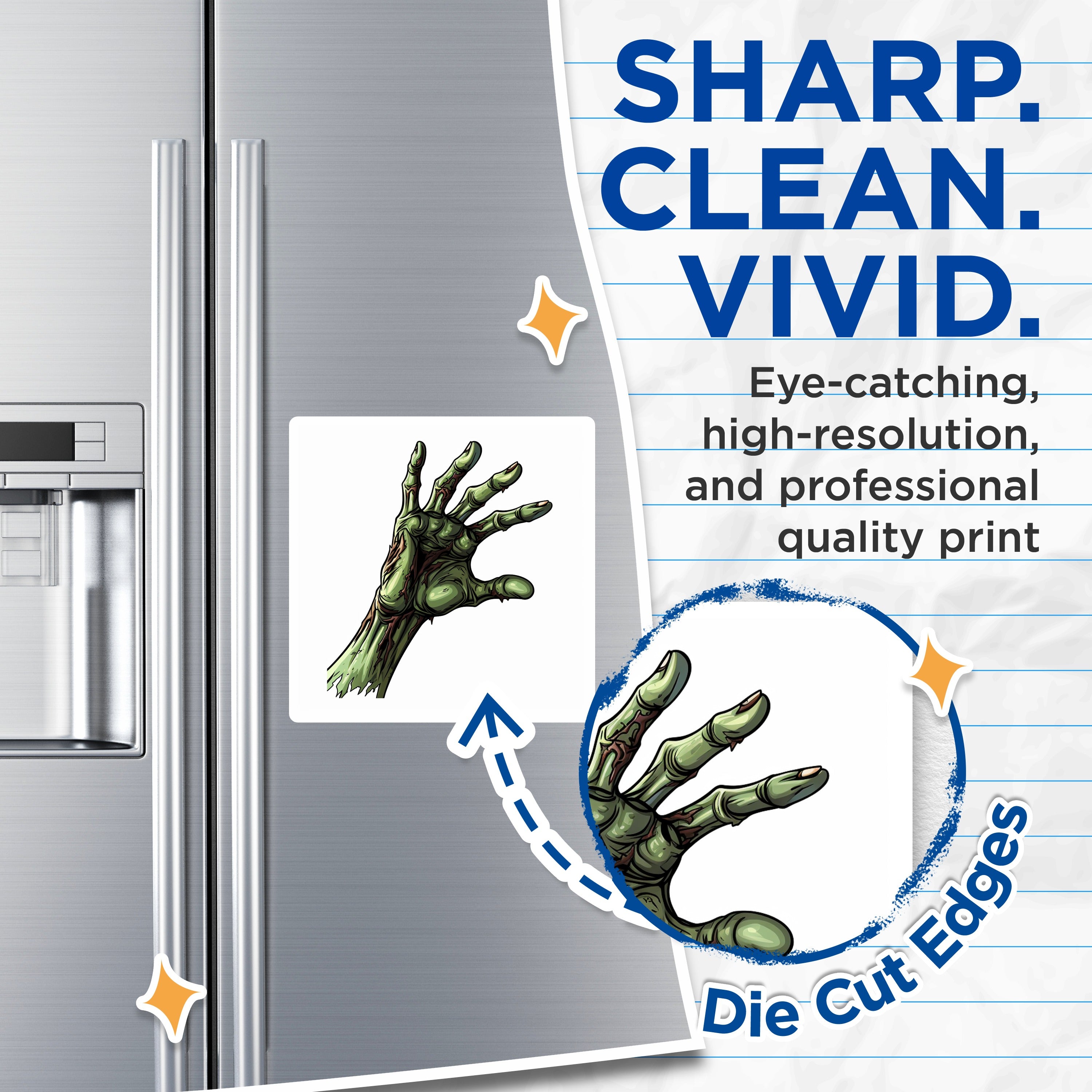 (2 Pack) Zombie Hand Magnets - Spooky Halloween Decoration - Undead Artwork Refrigerator Accessory - Creepy Home Decor - 5 Inches On Longest Side - Thick Durable Magnet - Made in USA - MAG38333