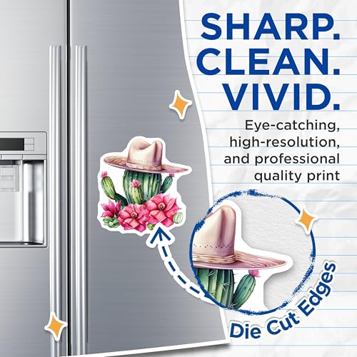 (2 Pack) Cactus with Hat Magnets - Cute Cactus Magnets - Decorative Floral Magnets for Home or Office - 5" On Longest Side - for Cars, Refrigerators, Toolboxes, Lockers - Made in USA BMCS3386