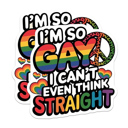 (2 Pack) I'm So Gay I Can't Even Think Straight Magnets Magnets - 5" On Longest Side - Made in USA - Sticks to Refrigerators & Metal Surfaces - MAG8909