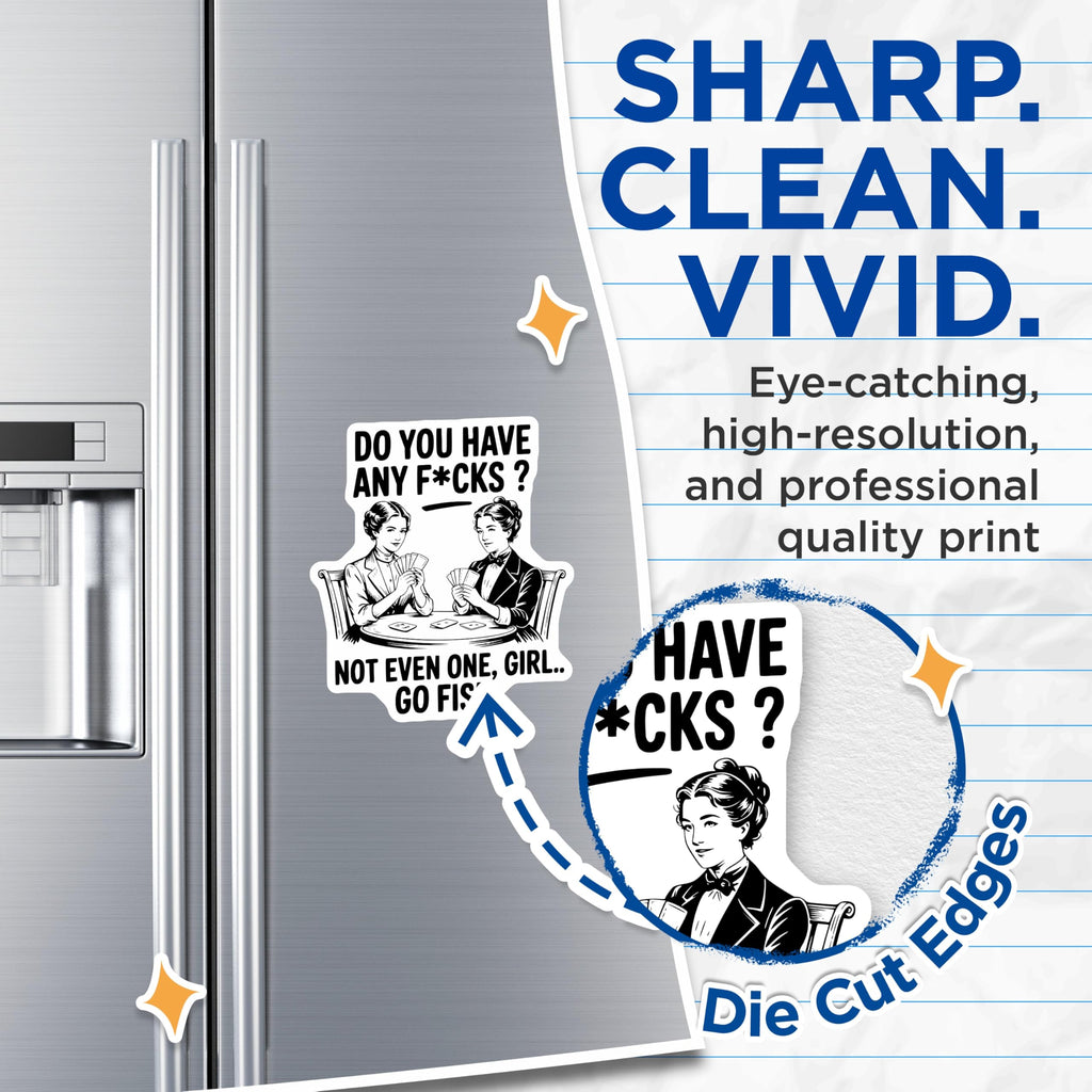 (2 Pack) Go Fish Magnets - Funny Women - Sarcastic Humor - No Fs Given - Playing Cards - 5" On Longest Side - Premium Magnet - for Cars, Refrigerators, Toolboxes, Lockers - Made in USA - MAG17055