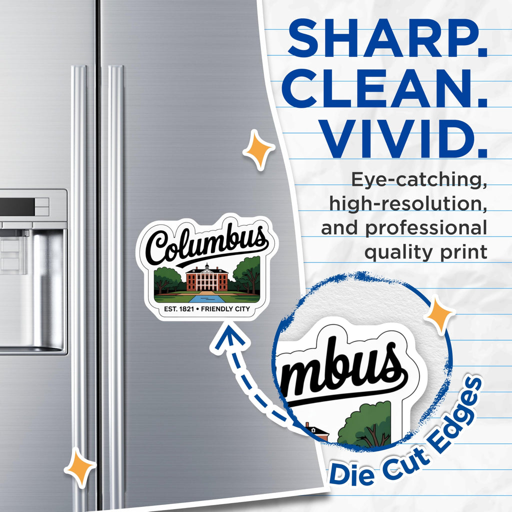 (2 Pack) Columbus Ohio Magnets - Friendly City Est 1821 - State Travel Souvenirs - 5 Inches On Longest Side - Thick Durable Magnet - Made in USA - MAG19017