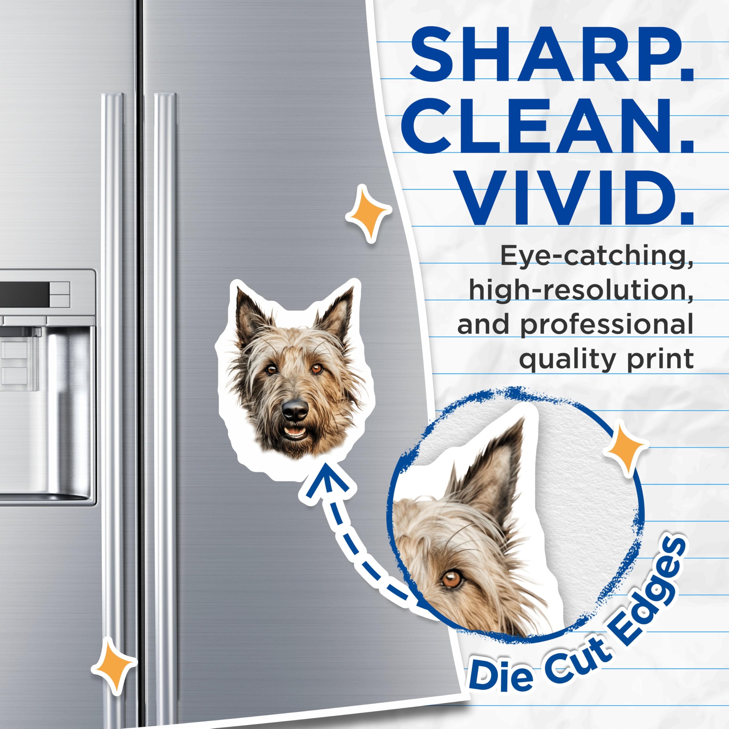(2 Pack) Scruffy Dog Magnets - Terrier Dog Lover - Animal Fridge Decor - Pet Owner Kitchen Accessories - 5 Inches On Longest Side - Thick Durable Magnet - Made in USA - MAG28236