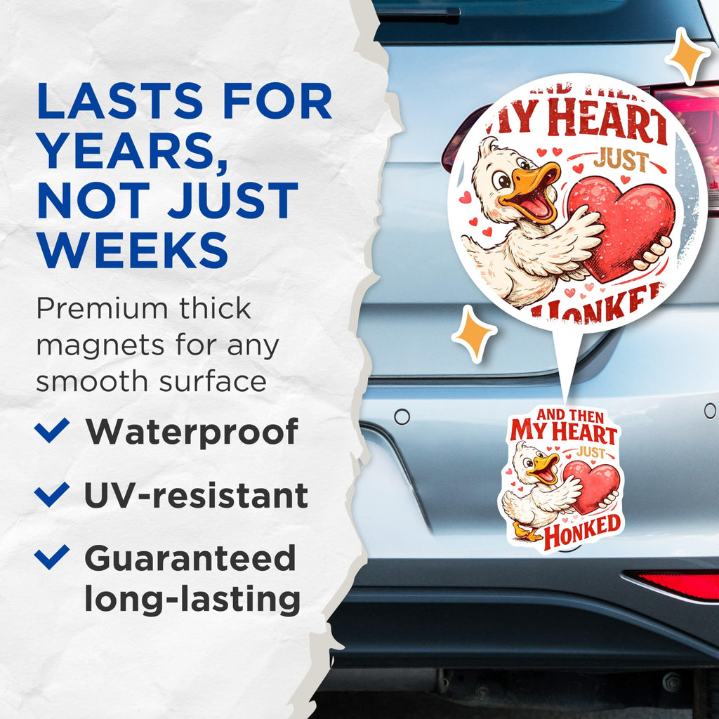 (2 Pack) Duck Holding Heart Magnets - Funny Honked Ducks - Cute Animal Magnets - 5" On Longest Side - Premium Magnet - for Cars, Refrigerators, Toolboxes, Lockers - Made in USA - MAG16931