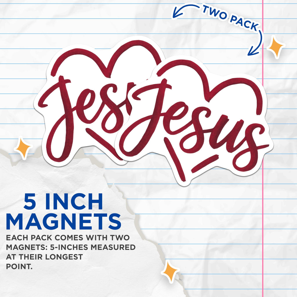 (2 Pack) Jesus Magnets - Religious Fridge Decor - Christian Home Decorations - 5" On Longest Side - Premium Magnet - for Cars, Refrigerators, Toolboxes, Lockers - Made in USA - MAG15383