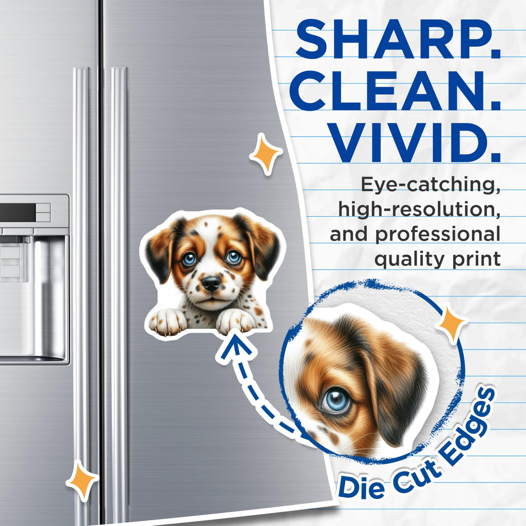 (2 Pack) Puppy Dog Magnets - Cute Animal Magnets - Refrigerator Decor Magnets - 5" On Longest Side - Premium Magnet - for Cars, Refrigerators, Toolboxes, Lockers - Made in USA - MAG14062