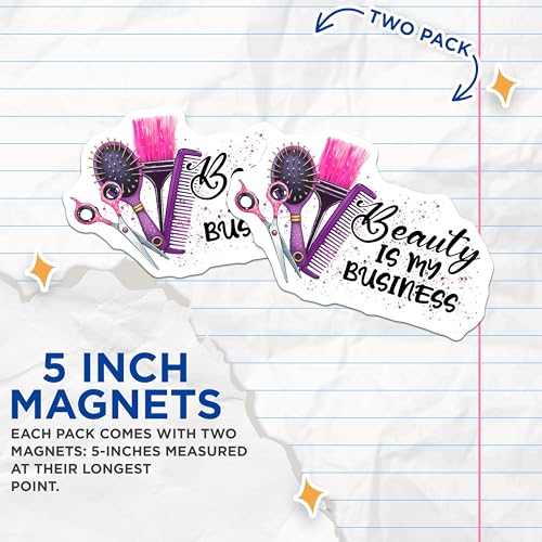 (2 Pack) Beauty is My Business Magnets - Salon Decor - Hairstylist Office Decor - 5" On Longest Side - for Cars, Fridges, Toolboxes - Made in USA - MAG7576
